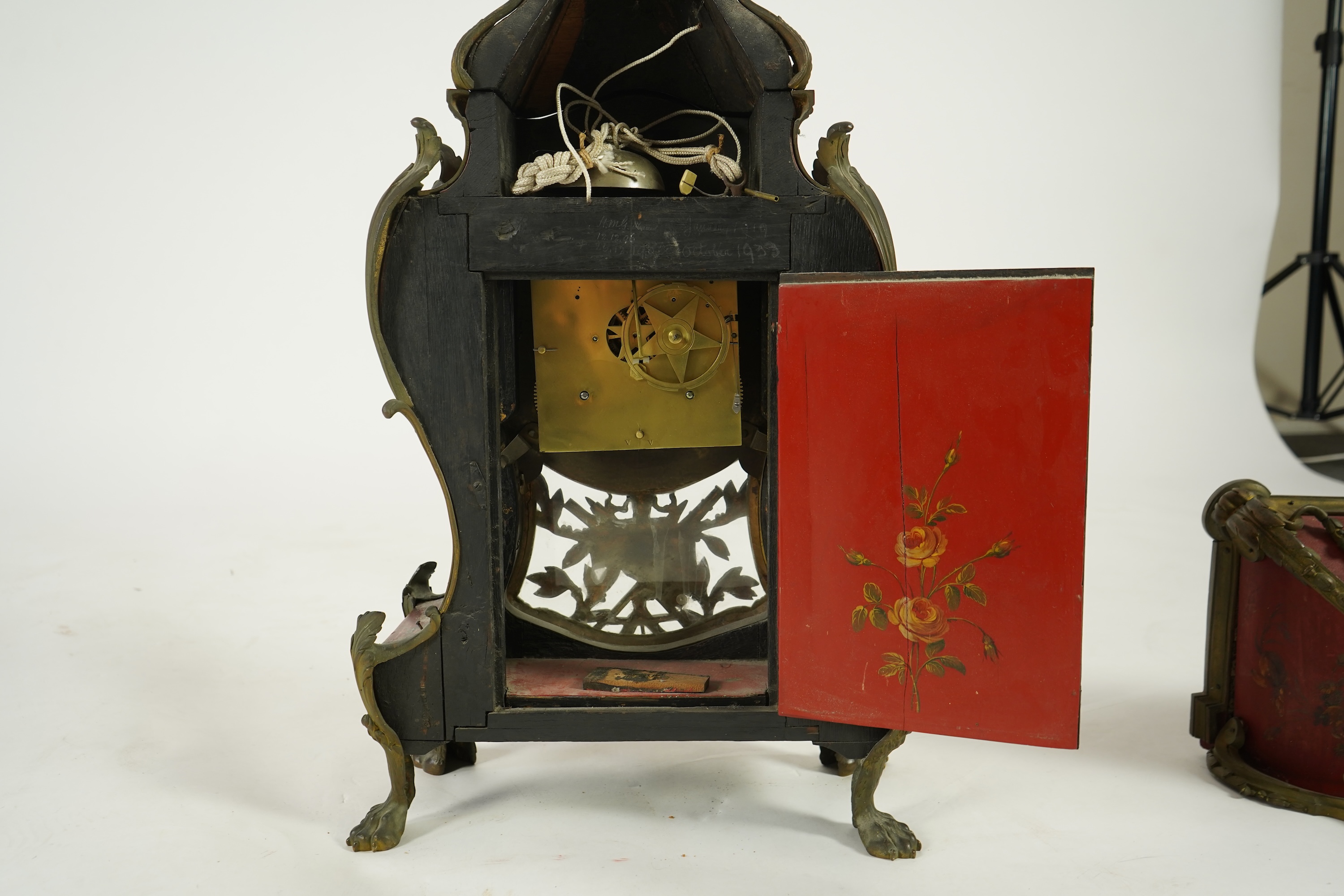 A Louis XV Vernis Martin moonphase bracket clock